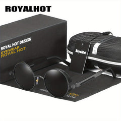 RoyalHot Men's Polarized Round Frame Vintage Sunglasses