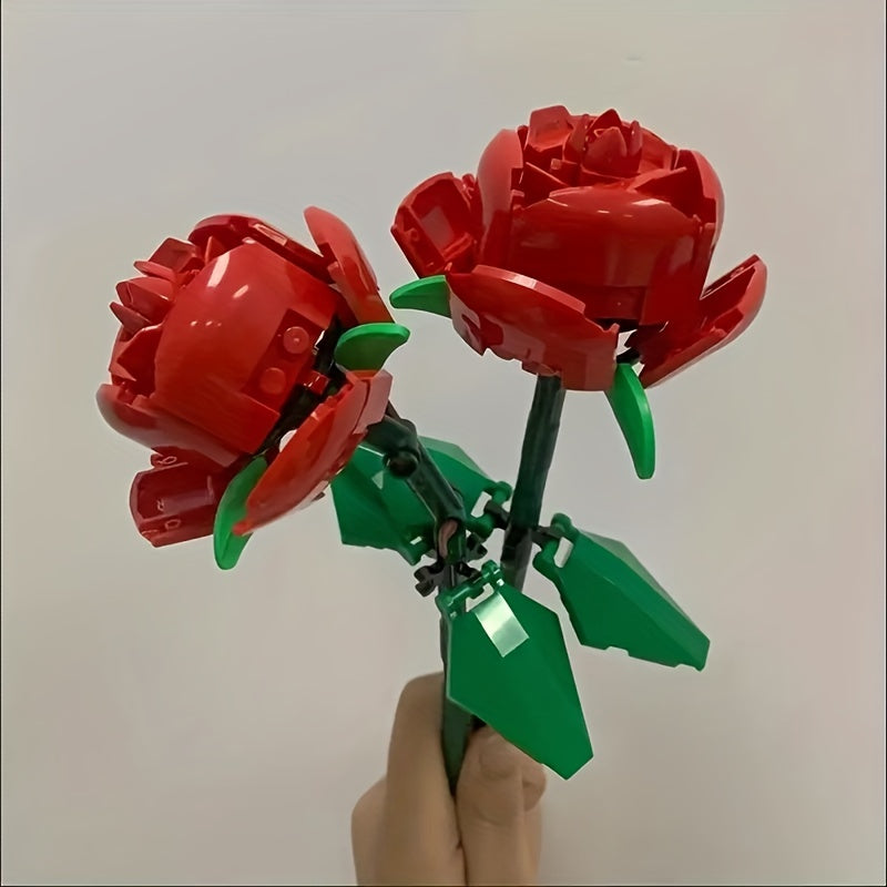 Red Rose Bouquet Small Building Blocks Toy