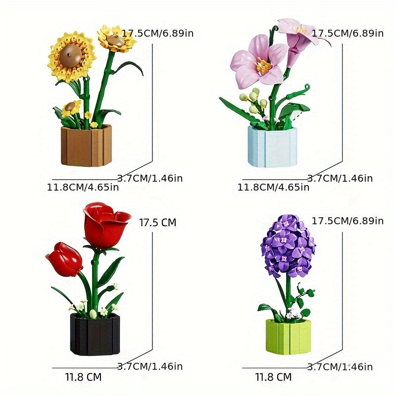 Building Blocks Flower Bouquet Assembly Set Plant Series Construction