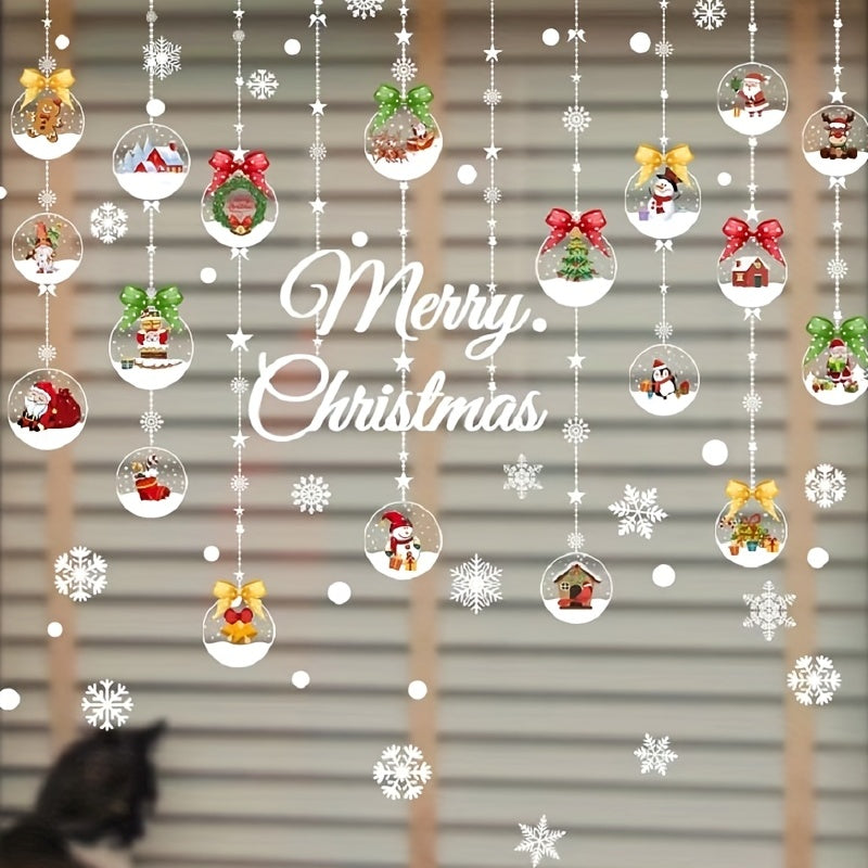 Santa Claus Snowflake Wall Sticker Home Decoration 30x80CM