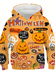 Boy's Halloween Pumpkin Hoodie Stylish Cartoon Girls Hooded Tops