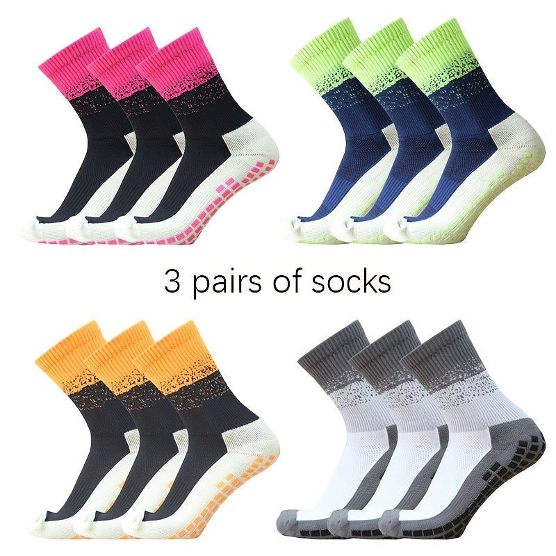 Colorful Stitching Football Socks Non-Slip Silicone Training Socks