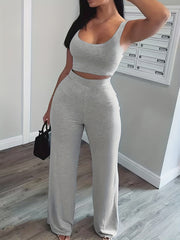 Tank Top & Pants Set Scoop Neck Casual Outfit