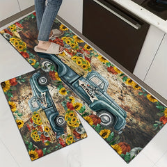 Vintage Sunflower Kitchen Floor Mat Non slip Anti fatigue Mat