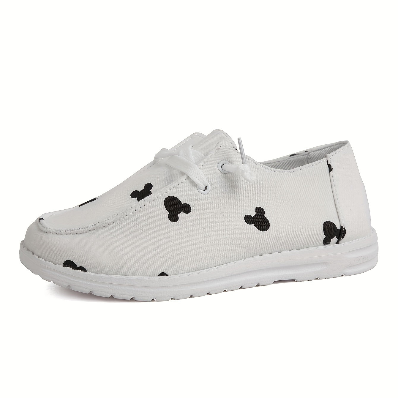 Women's Cartoon Print Canvas Shoes Lightweight Low Top Lace Up Shoes
