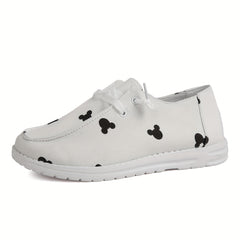 Women's Cartoon Print Canvas Shoes Lightweight Low Top Lace Up Shoes