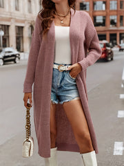 Solid Long Sleeve Open Front Cardigan
