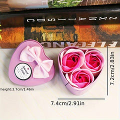 Floral Scented Bath Soap Rose Flower Petals Heart Shaped Case Mother's Gift