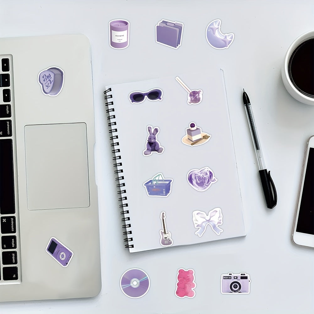 51pcs Purple Series Graffiti Stickers for Laptop Helmet Desktop Water Cup
