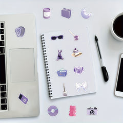 51pcs Purple Series Graffiti Stickers for Laptop Helmet Desktop Water Cup