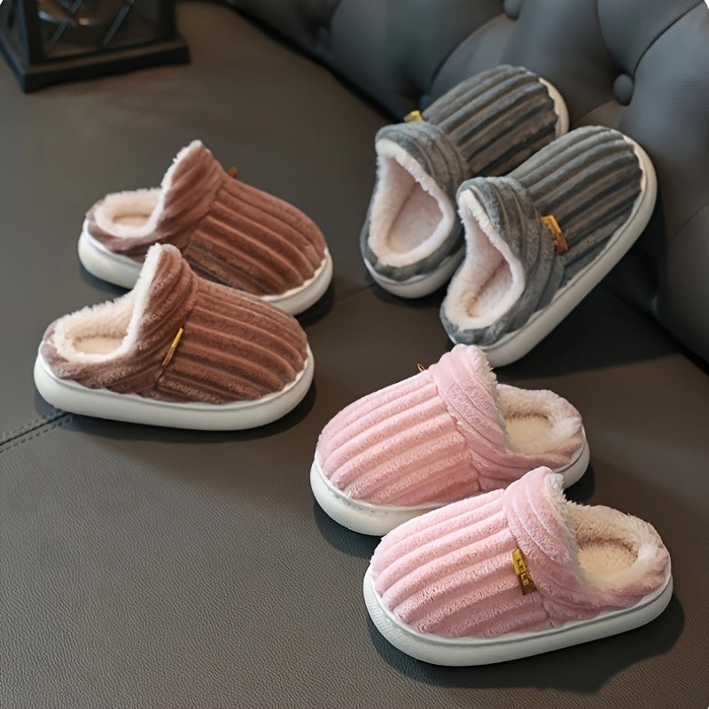 Cozy Fleece House Shoes For Girls - Slip On Indoor Walking Shoes