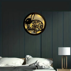 Children's Room Wall Clock LED Creative Lamp Retro Wooden Sign Hanging Lamp