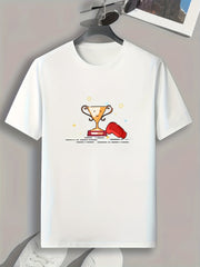 Trophy Pattern Print Men's Sports T-shirt