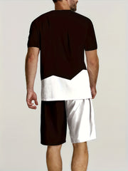 Poker Pattern Men's 2 Piece Outfits T-shirt & Drawstring Shorts Set