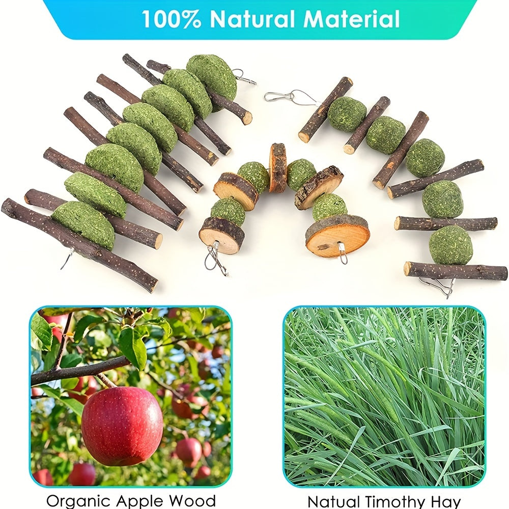 Bunny Rabbit Chew Toys for Teeth Grinding Wood Timothy Grass Treats