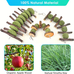 Bunny Rabbit Chew Toys for Teeth Grinding Wood Timothy Grass Treats