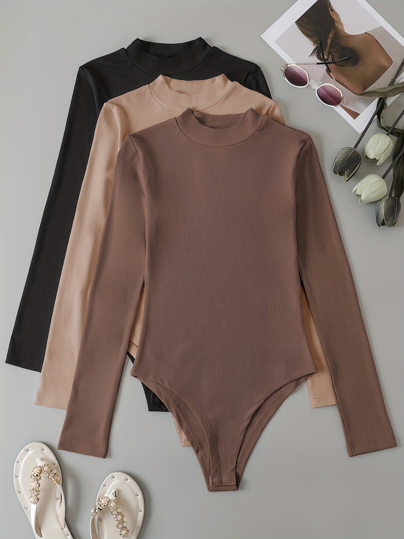 3 Pack Casual Crew Neck Bodysuits