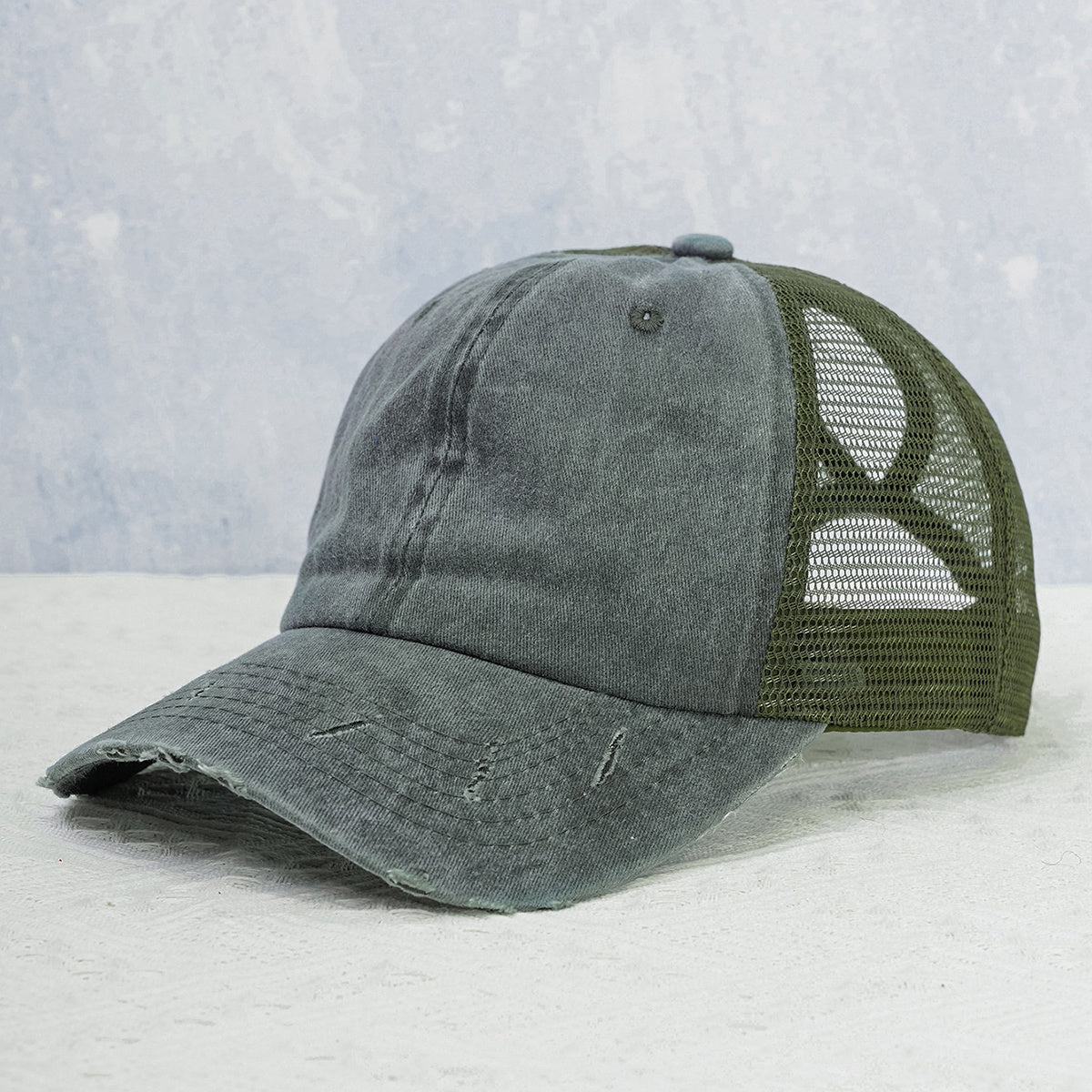 Ponytail Distressed Baseball Cap Vintage Dad Hat