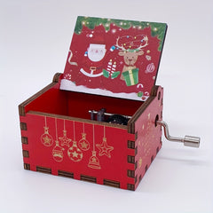 Wooden Music Box Merry Christmas Music Painted Music Box