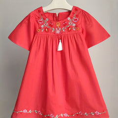 Toddler Girls Flowers Embroidered Princess Dress Kids Summer Clothes
