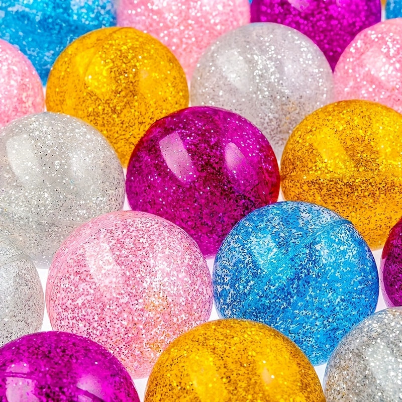 18pcs Glitter Bouncy Balls - Colorful Party Favors Toys Games Prizes