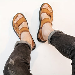 Men Non Slip Sandals Leather Quick Dry Beach Shoes