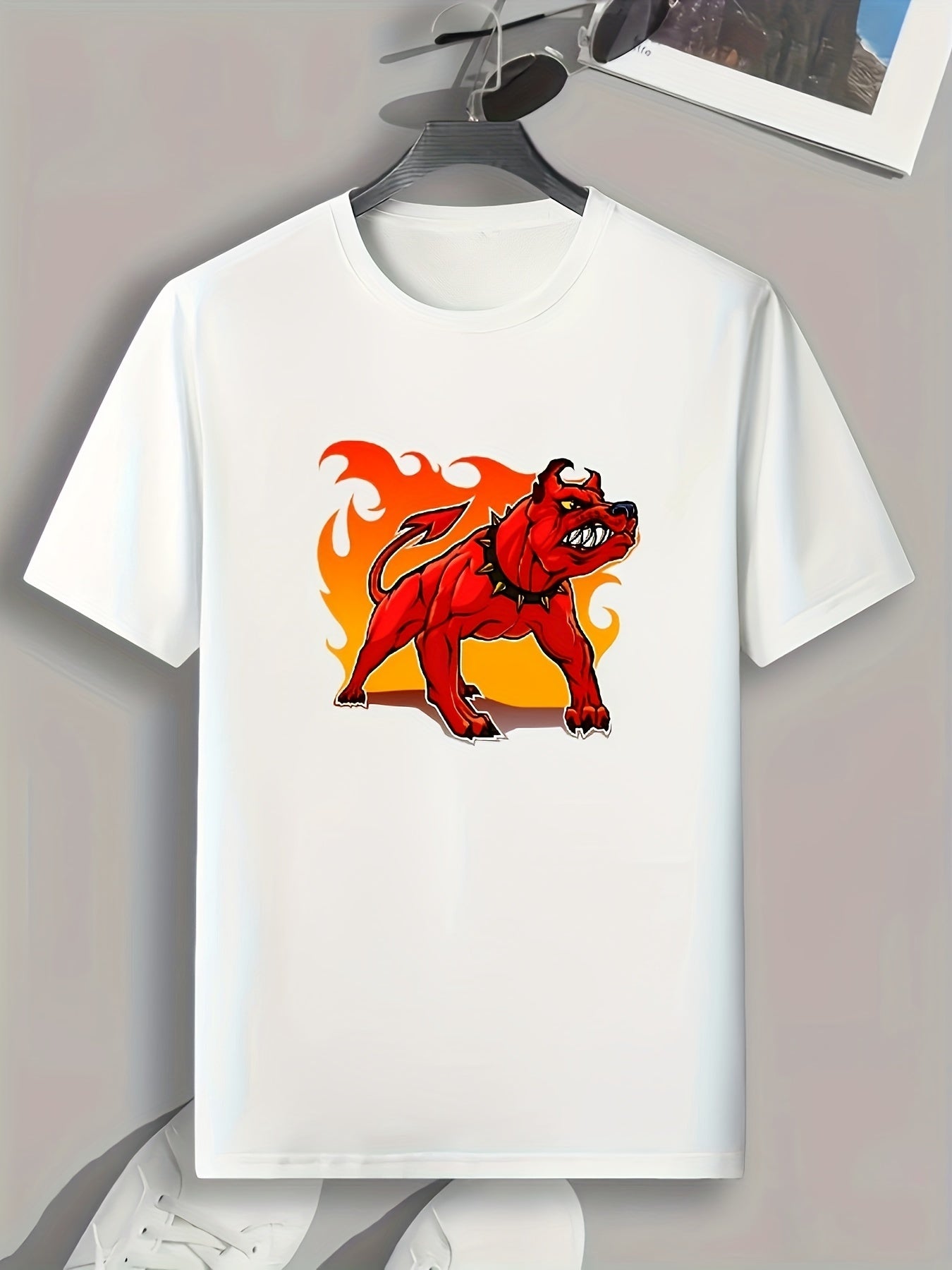 Dog Pattern Print Men's Sports T-shirt for Fitness Activities