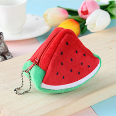 Girls Cartoon Fruit Plush Coin Purse Mini Zipper Wallet Pendant