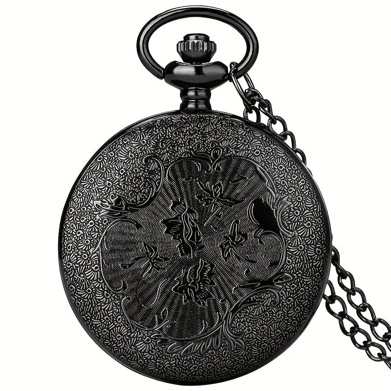 Vintage Bronze Spider Web Pocket Watch Student Retro Chain