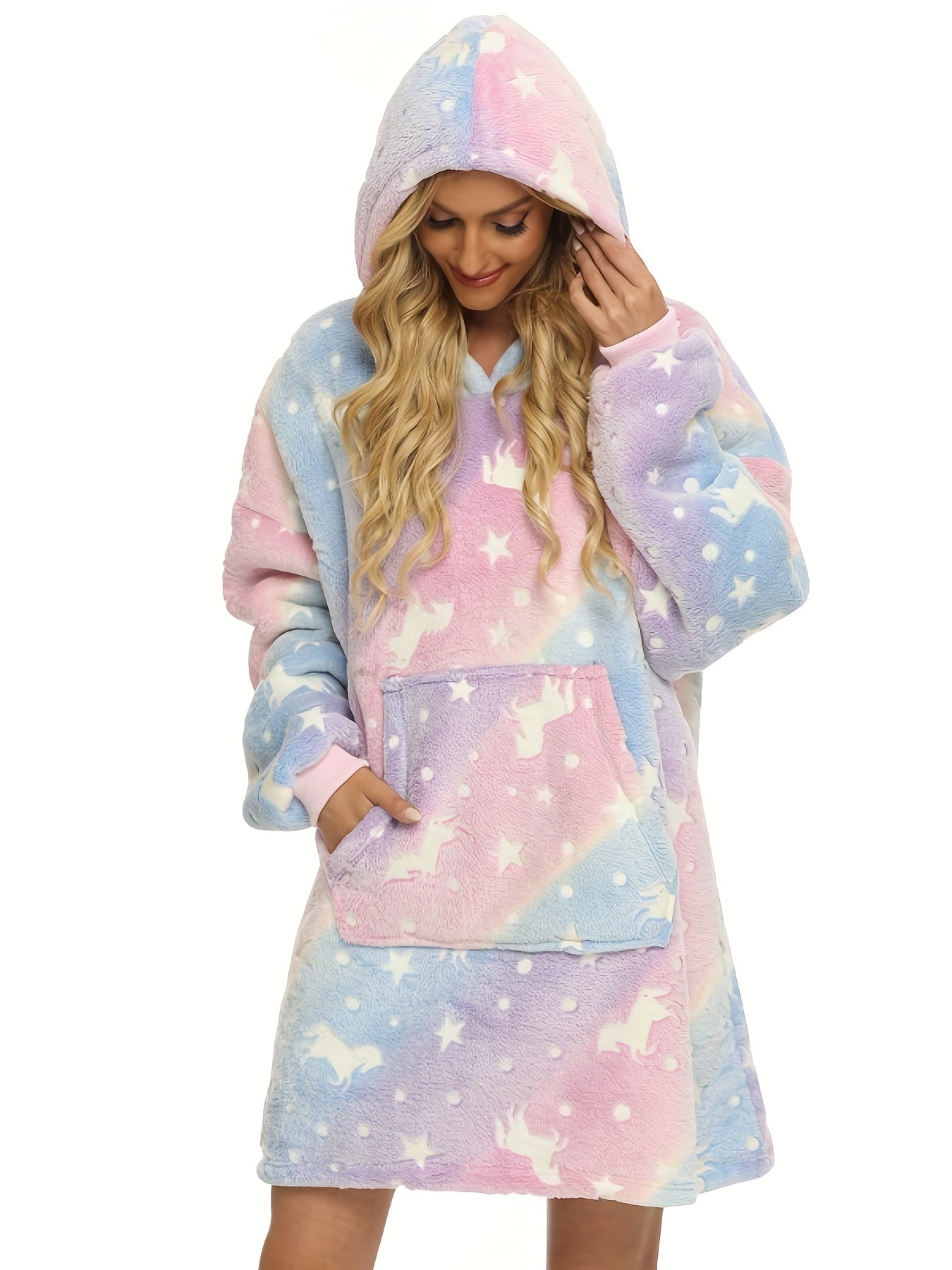 Cozy Star Print Hooded Lounge Top
