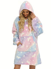 Cozy Star Print Hooded Lounge Top