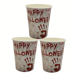 24pcs Halloween Disposable Dinner Cup Party Dinnerware Set Props