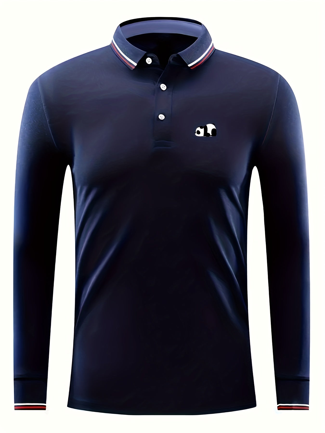 Panda Print Men's Button Up Polo Shirt