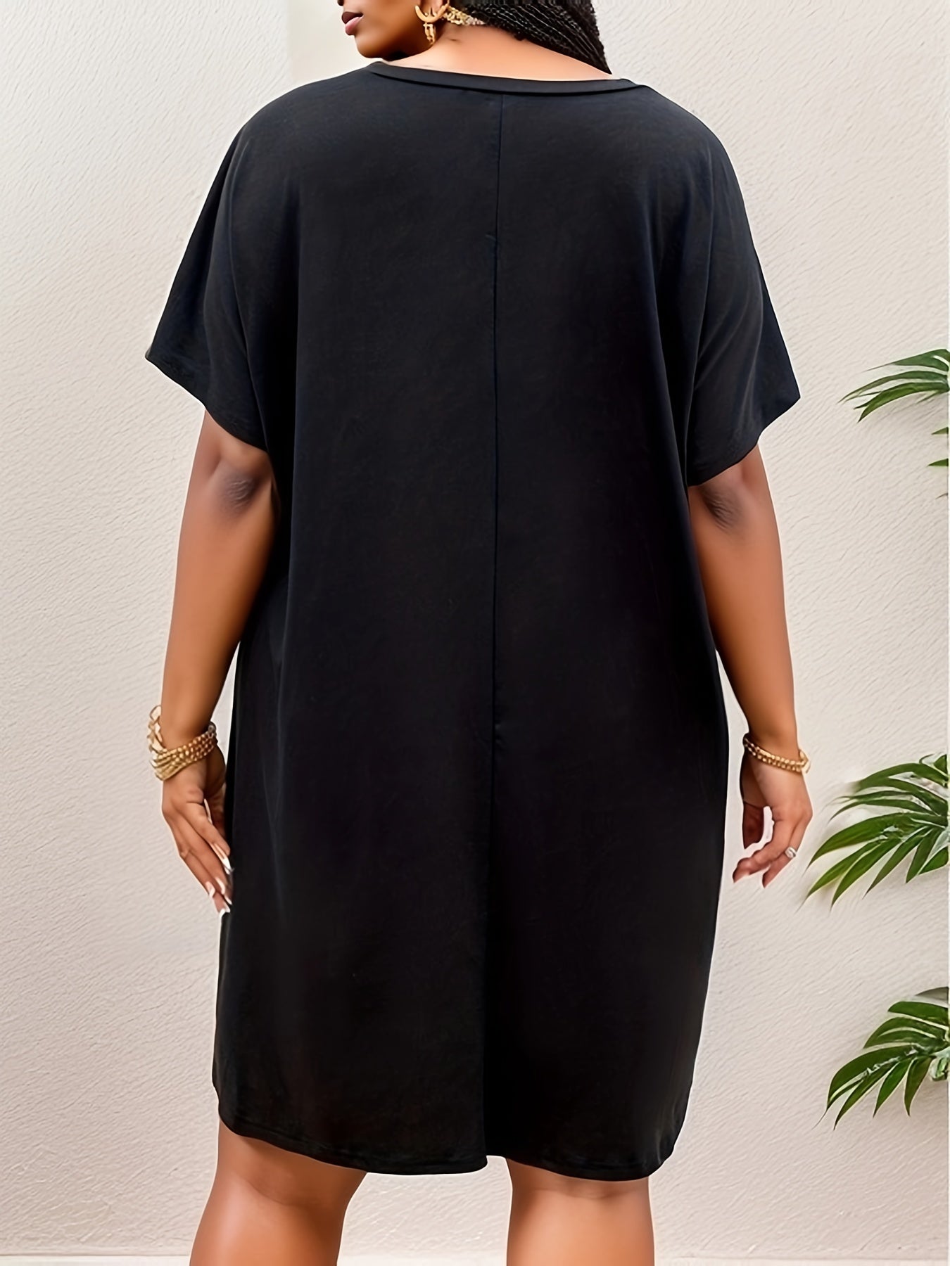 Colorblock Batwing Sleeve Tee Dress