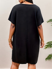 Colorblock Batwing Sleeve Tee Dress
