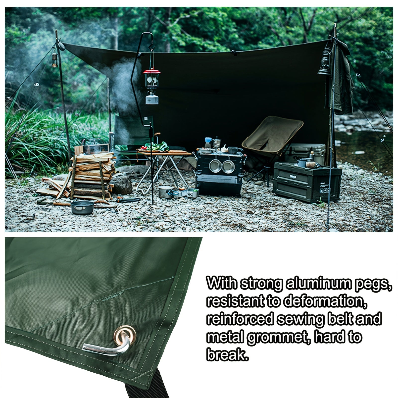 Waterproof Tent Canopy UV Cut Tarp Awning Sun Shelter 220cm