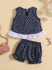 Baby Girls Crop Top and Shorts Set with Bows