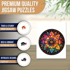 Floral Wooden Puzzle Colorful Pieces Educational Toy