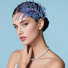 Bohemian Bridal Headpiece with Fireworks Rhinestone Encrusted High Resin