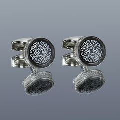 Vintage Round Silver Shirt Cufflinks for Men