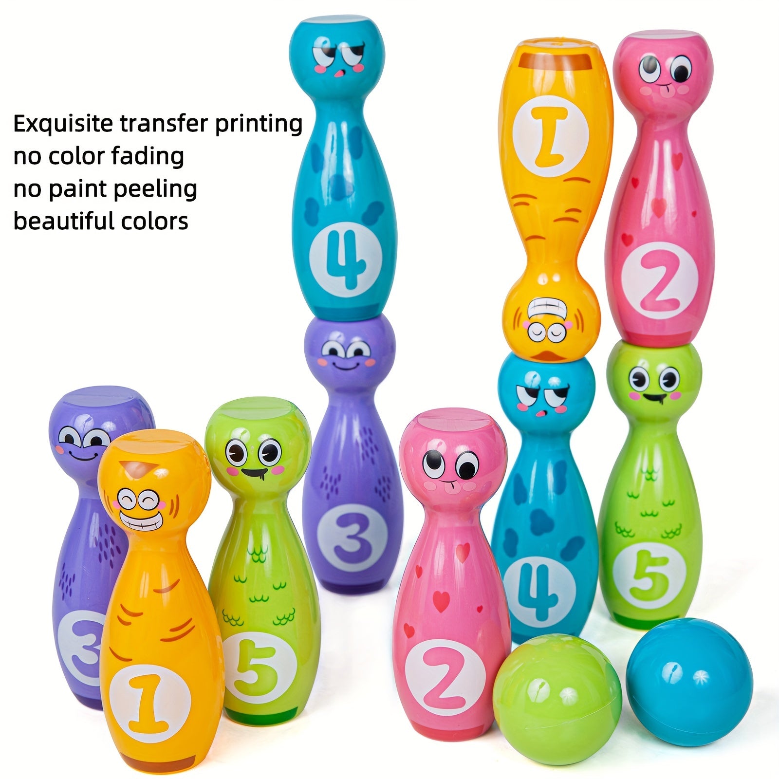 Kids Bowling Toy Set with Cartoon Fun Expressions