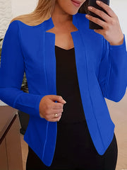Solid Open Front Blazer Long Sleeve Slim Work Office Outerwear Women's Clothing