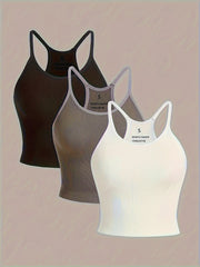 Ribbed Solid Sports Cami Tank Top for Women