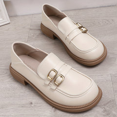 Women's Buckle Strap Loafers Faux Leather Comfortable Work Shoes