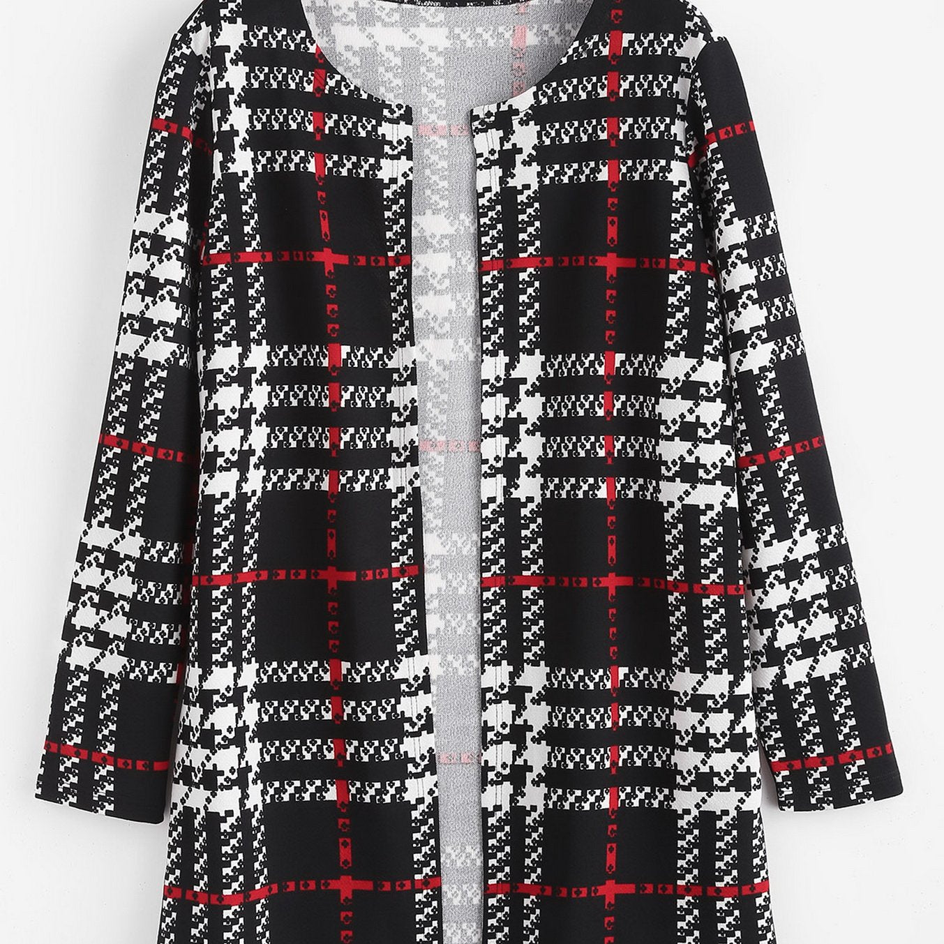 Ethnic Tribal Print Jacket Crew Neck Long Sleeve Loose Outerwear