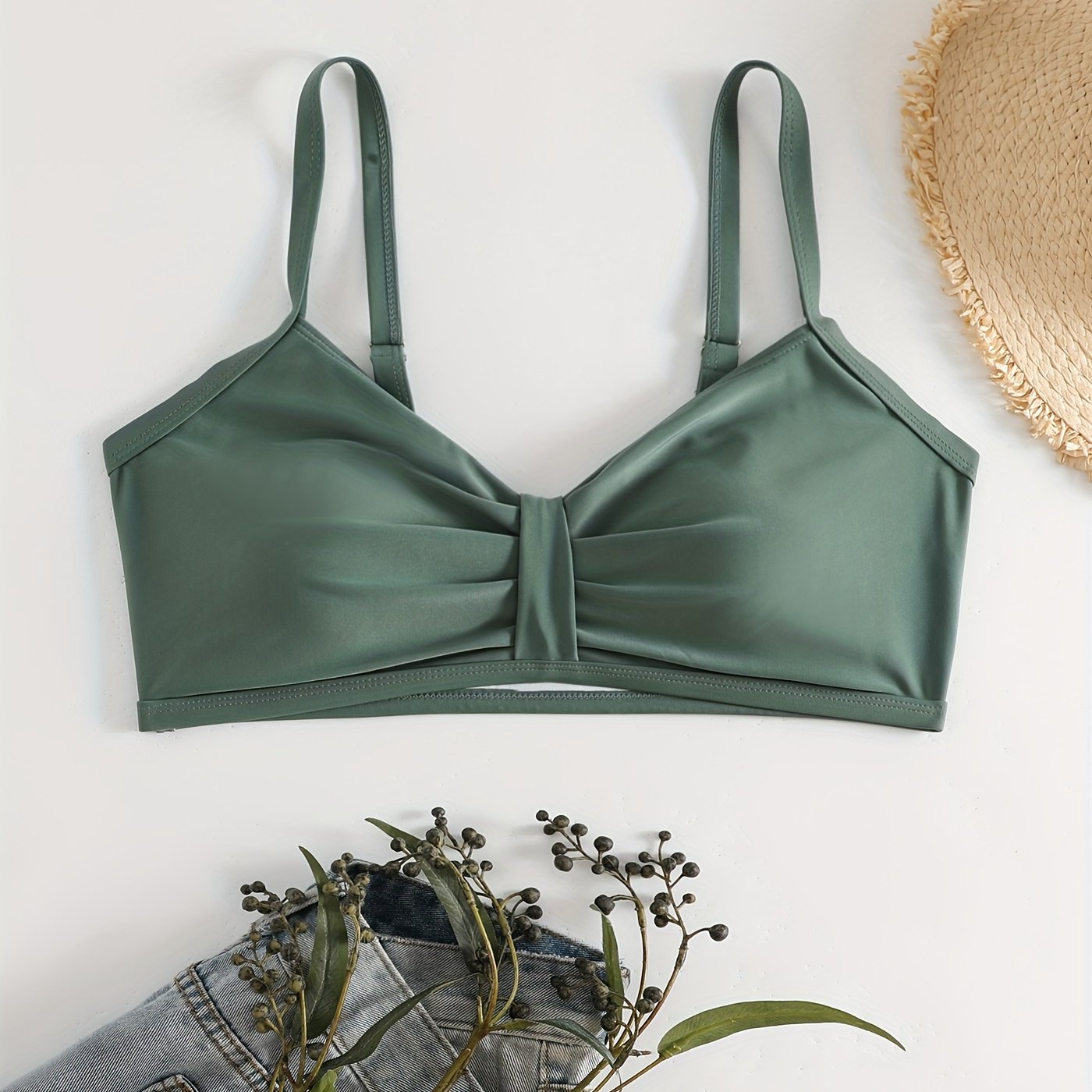 Vacay Bikini Top V Neck Padded Swimwear Bra