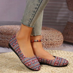 Geometric Pattern Slip On Flat Shoes Lightweight Comfortable Shoes