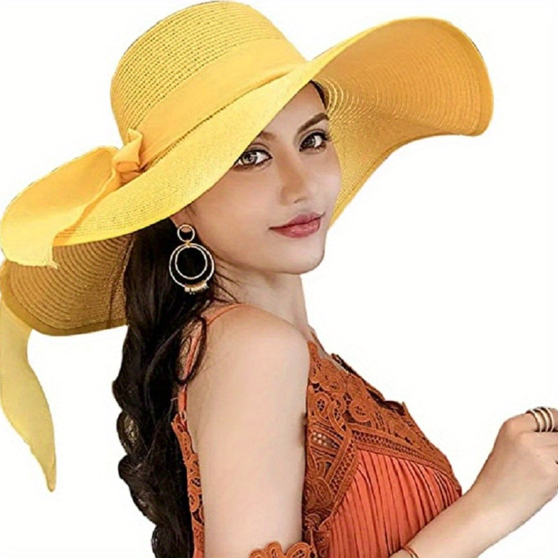 Bowknot Wide Brim Sun Hat UV Protection Straw Hat