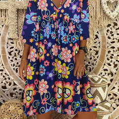 Women's Plus Floral Print V Neck Dress