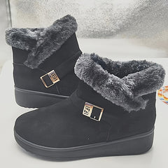 Women's Winter Faux Fur Ankle Boots Round Toe Side Zipper Short Boots